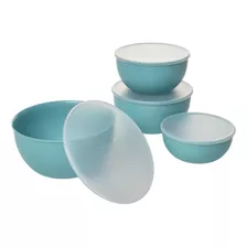 Cuencos Kitchenaid Prep Con Tapa, Juego De 4, Aqua Sky 2 Aqu