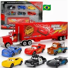 Relâmpago Mcqueem Kit Carreta + 6 Carrinhos Filmes Carros 3 