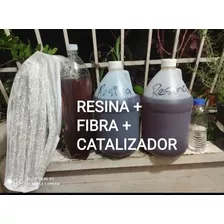 Kit Resina Poliester 4kg + Catalizador + 4m2 Fibra Vidrio