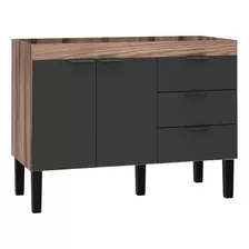 Gabinete Cozinha E Preto Madeira Mont 134cm Flamingo Cozimax