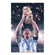 Cuadro Messi Campeon Grande 60x40 Bastidor