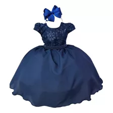 Vestido Azul Marinho Infantil Festa Princesa