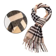 Cachecol Pashmina Lã Bege Scarf Lenço Xale Xadrez Masculino