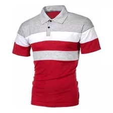 Playera Tipo Polo Casual Calidad Manga Corta Moda Franja Xsh