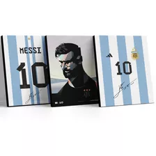 Cuadros Decorativos Con Firma | Messi | Set X 3 | 30x40cm