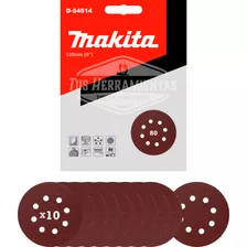 10 Discos Lija Con Velcro 125mm (5 ) Grano 80 Makita D-54514