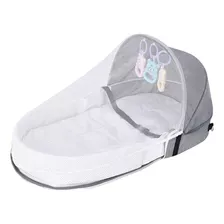 Moisés Cama Portátil Con Mosquitero Gris