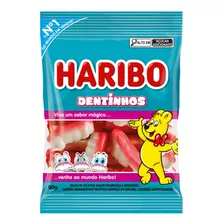 Bala De Gelatina Framboesa E Morango Dentinhos Haribo 80g