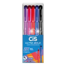 Caneta Cis Ultra Bold 1.0mm Ponta Agulha Kit C/ 05 Cores Cor Da Tinta Colorido