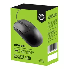 Mouse Usb Optico Brazilpc Bpc-m129 1000 Dpi Preto 1.2m 