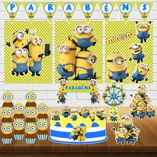 Kit Festa Minions Só Um Bolinho Decora Facil 25pçs + Brinde