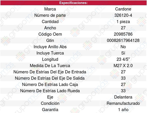 Flecha Homocinetica Delantera Buick Enclave 08-16 Cardone Foto 4