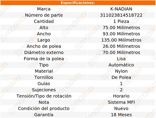 Tensor Accesorios Lexus Gs460 V8 4.6l 08/11 K-nadian Foto 3