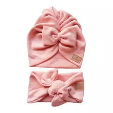 Vincha + Turbante Para Bebas Set Accesorios Talle 0-3 Meses