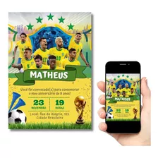 Convite Digital Aniversário Copa Do Mundo Brasil Futebol