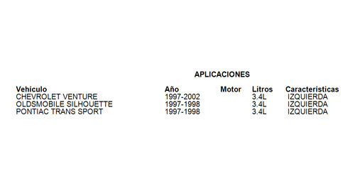 Luna Espejo Izquierda Oldsmobile Silhouette 1997-1998 3.4l Foto 4