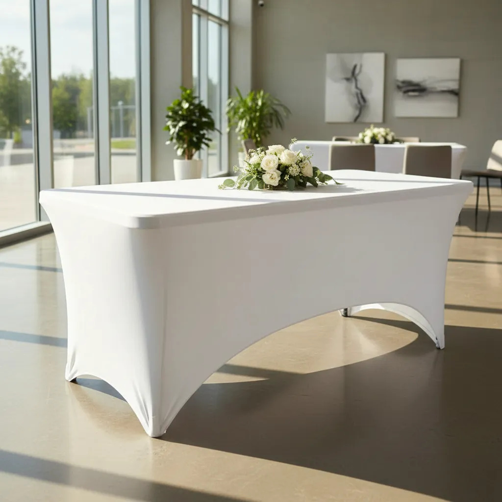 Funda De Mantel Tela Spandex Mesa 183x60x74cm Evento – variante Blanco