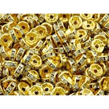 Rondelle C/strass Para Bijuterias Dourado-10mm 500 Peças 