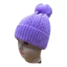 Gorro De Lana Con Pompón Tejido