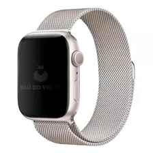 Pulseira Aço Milanês Milanese P/apple Watch Cor Estelar Largura 42 Mm