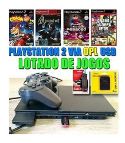 Kit Opl Memory Card Ps2 + Pendrive 64 Gb + Jogos