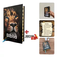 Biblia Capa Dura Leão Amarelo Letra Hiper Gigante Jovem Harpa Ferreira Almeida Índice Do Lado Masculina Palavras De Jesus Destacado Ótima Para Leitura Promessa Com Abas Na Lateral Letra Grande Fé