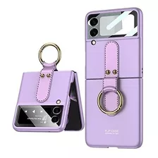 Funda Para Samsung Galaxy Z Flip 3 5g Con Cubrelente Lila