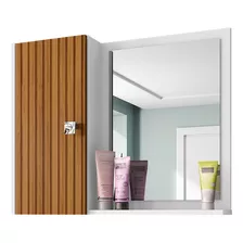 Armário Para Banheiro Branco Ripado Com Espelho
