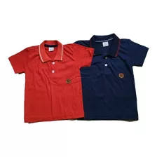 Kit Com Duas Camisas Gola Polo Infantil 100% Algodão 