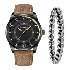 Relógio Masculino Social Curren Aço Inox + Pulseira Bolinha