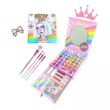 Set Maquillaje Infantil Niñas Maleta Kiss + Set De Brochas