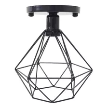 Lustre Plafon Industrial Aramado Retrô Diamante Preto