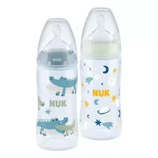 Nuk Kit 2 Mamadeiras First Choice Dia E Noite Girl 300ml Cor Azul