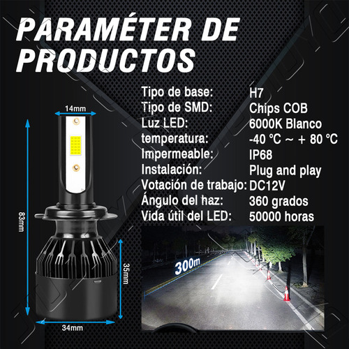 Kit Faros Luz Led H7 Hb4 14000lm Para Seat Haz Alta/baja Foto 8