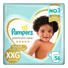 Fraldas Descartáveis Premium Care Tamanho Xxg Com 56 Unidades Pampers