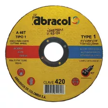 Disco De Corte Super Fino Metal / Abracol 4 1/2 X3/64 Unidad Color Negro