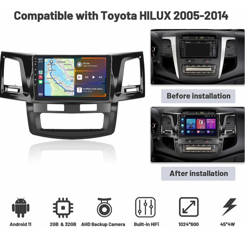 Radio Andorid Carplay Toyota Hilux Fortuner 2008-2017 Foto 2