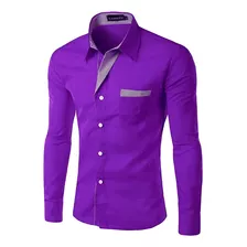 Camisa Manga Larga Elegante Diseño Nacbon Morado