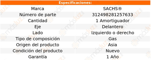 (1) Amortiguador Gas Del Izq/der Mountaineer 03/05 Sachs Foto 2