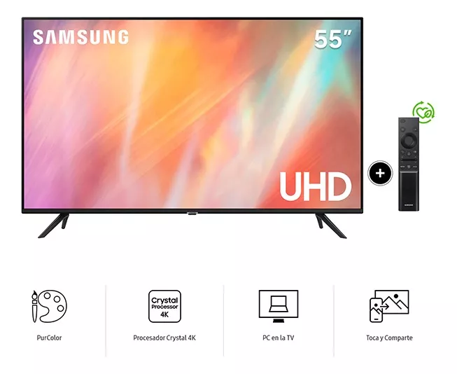 Televisor Samsung Smart Tv 55 Uhd 4k Un55au7090gxpe