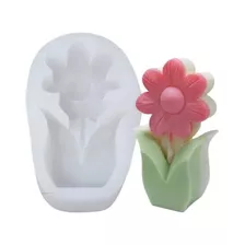 Molde Silicona Velas Flor Con Tallo Y Hojas Larga