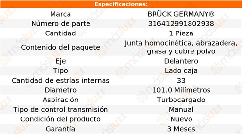 1- Junta Homocintica Lado Caja Gti L4 2.0l 05/09 Bruck Foto 2