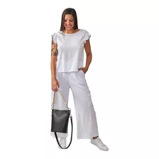 Conjunto De Lino Spandex Blusa Pantalon Palazzo Talle Grande