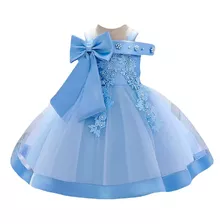 Vestido De Niña Frozen Bella Celeste Azul Amarillo Barbie 