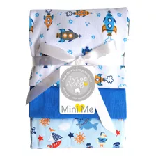 Pack 3 Tutos Para Bebe Mini Me Azul 100% Algodón