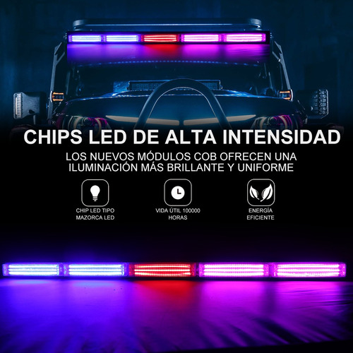 Barra Torreta Estrobo Codigo Leds Cob Policia 28 PuLG 50w Foto 7