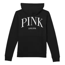 Campera Negra Logo Blanco Pink M Victoria's Secret