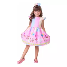 Vestido Luxo Infantil Menina Circo Rosa Roupa Fantasia Festa