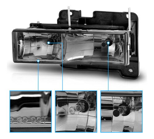 Par Faro Ahumado Gmc C2500 Suburban Slt 1995 7.4l Foto 4