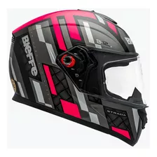 Capacete Bieffe B12 Strada Cor Preto Brilho Com Pink Tamanho Do Capacete 58